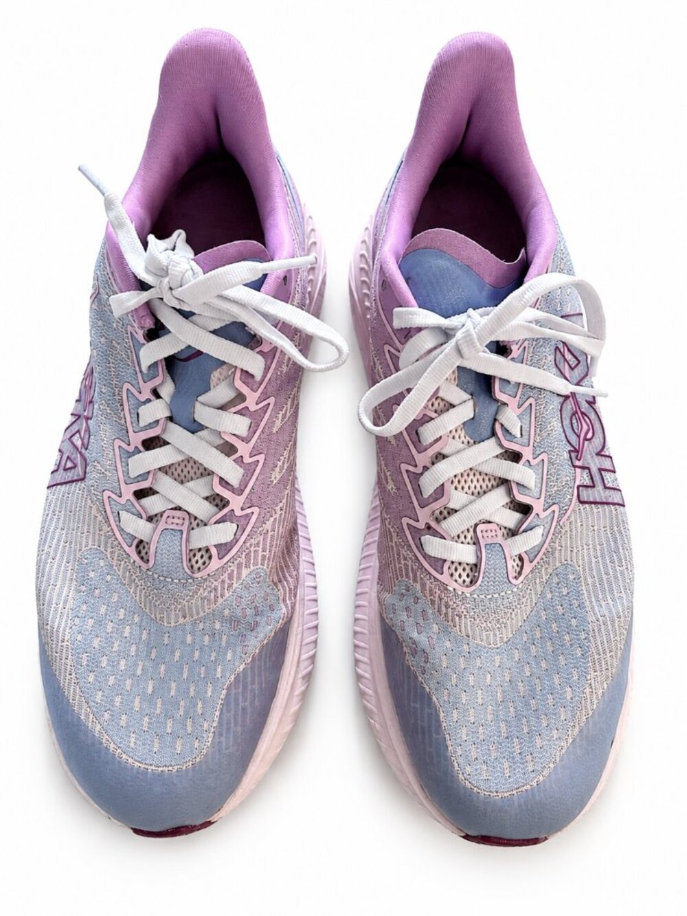 HOKA ONE Mach 6 Women’s Low Top Lace-Up Mesh Running Sneakers Gray/Pink sz 6